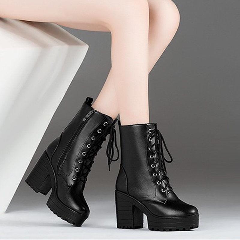 Women's Shoes Autumn Winter High-heeled Martin Boots British Style Women's Boots Ankle Boots 34-43