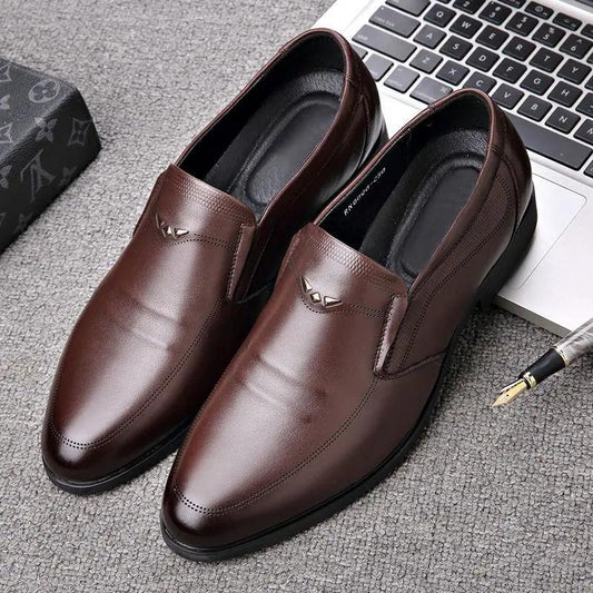 Men's Business Formal Leather Shoes Low-top Casual Shoes Summer Breathable British Shoes Dad Leather Shoes