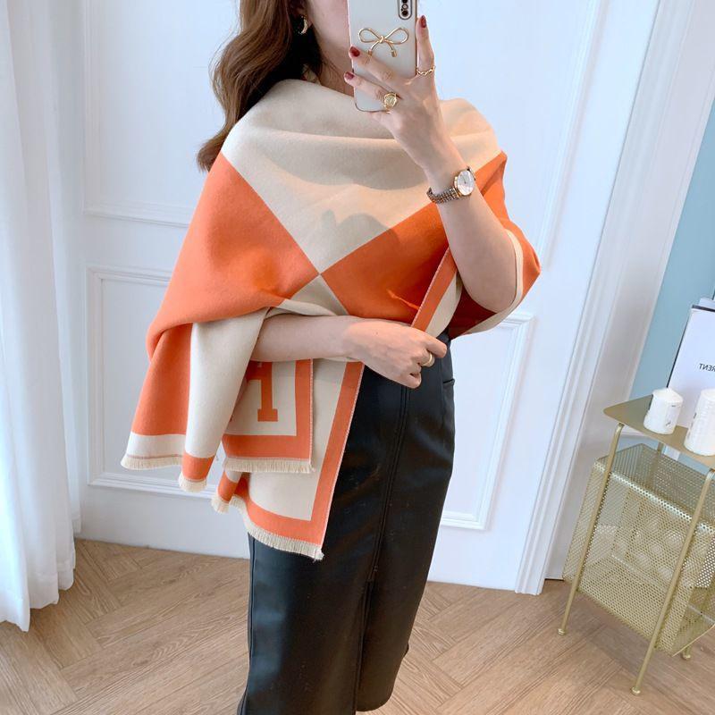 Double-sided Scarf Oversized Cashmere Shawl Dual-use Women's Winter All-match Thickened Air-conditioned Room Warm and Soft Wrap