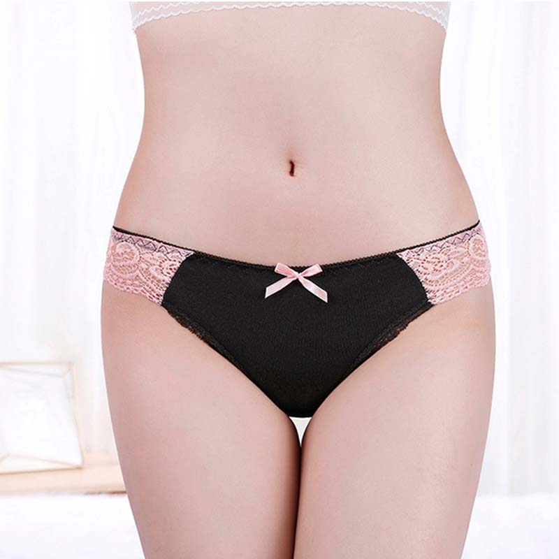 6pcs/set of Pure Cotton Underwear Women T-back Sexy Fashion Plus Size Thong Lace Solid Color Underwear