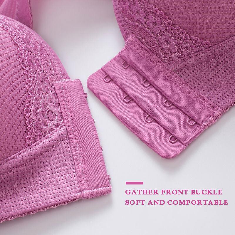 Ladies Front Buckle Type Thin No Steel Ring Anti-sagging Gather Big Breasts Breastfeeding and Breathable Underwear Bra