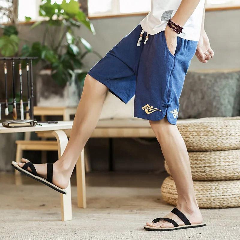 Summer Men's Shorts Loose Straight Five-point Pants Large Size Casual Pants Trendy Wide-leg Beach Pants Men