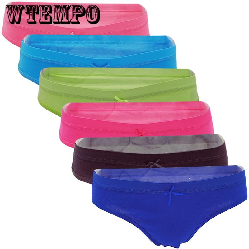 6 Pcs/Lot Newest Women's Sexy Panties Underwear Solid Cotton Briefs Girl's Intimates