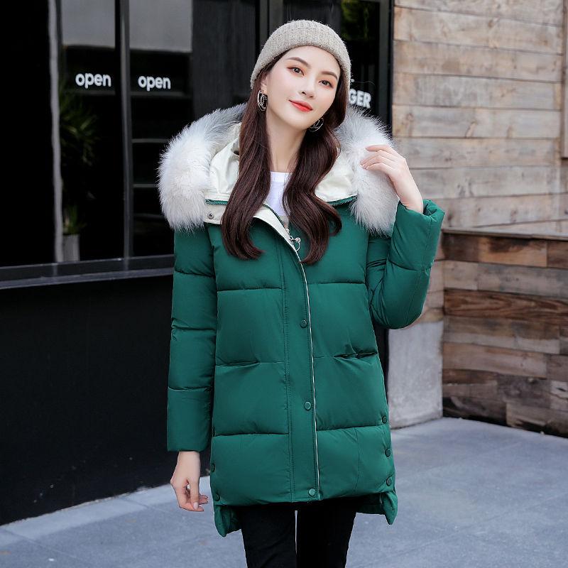 Women's Mid-length Down Cotton Jacket Winter Simple Loose Padded Bread Jacket Student Cotton All-match Parker Clothing