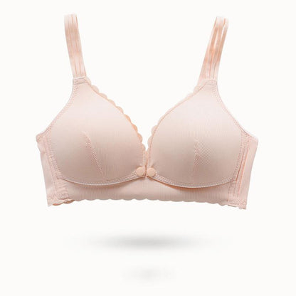 Breast Feeding Underwear Pregnant Women Early and Late Bra Postpartum Breast Feeding Anti Sagging Gathered Non Steel Ring Bra Breathable Cotton