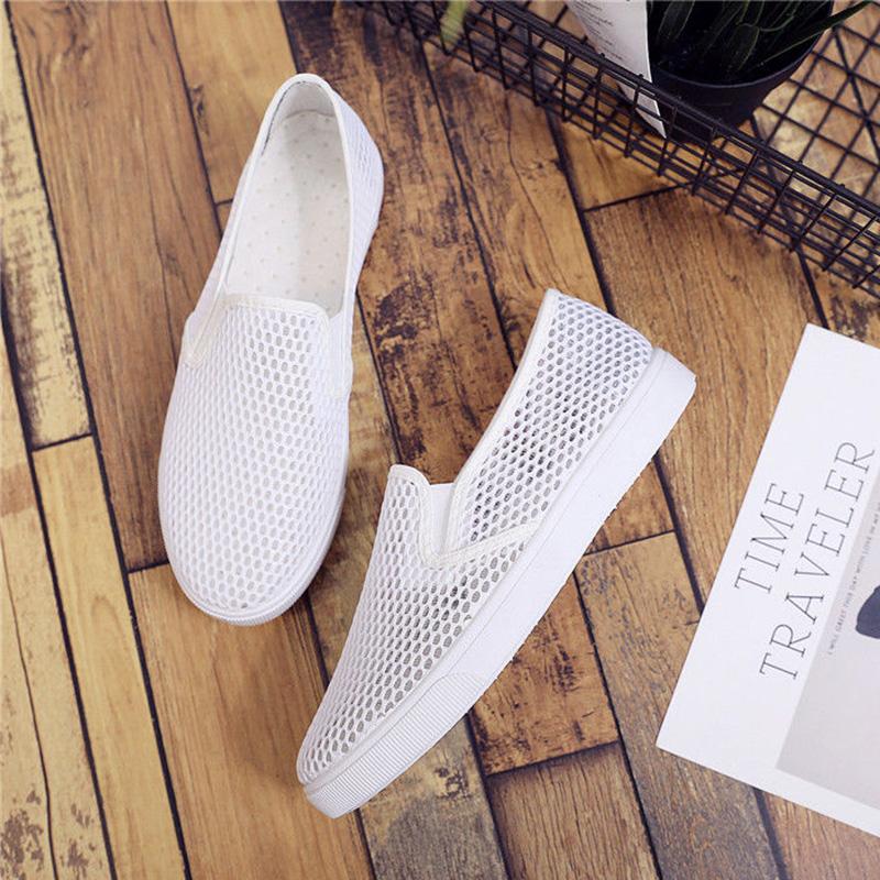 Summer Mesh Breathable White Shoes Female One-foot Flat-soled Student Net Shoes Sports and Leisure Korean Sneakers Old Beijing Women's Shoes