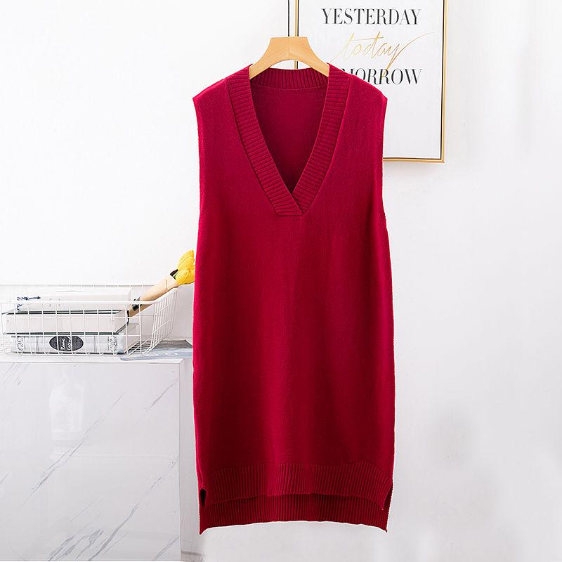 Women's Spring and Autumn Knit Sweater Vest Vest Korean Version Loose V-neck Waistcoat Sleeveless Sling All-match Sweater Women