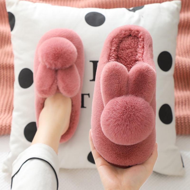 Winter Unisex Cotton Slippers Thick-soled Non-slip Household Couple Slippers Warm Thick Plush Slippers