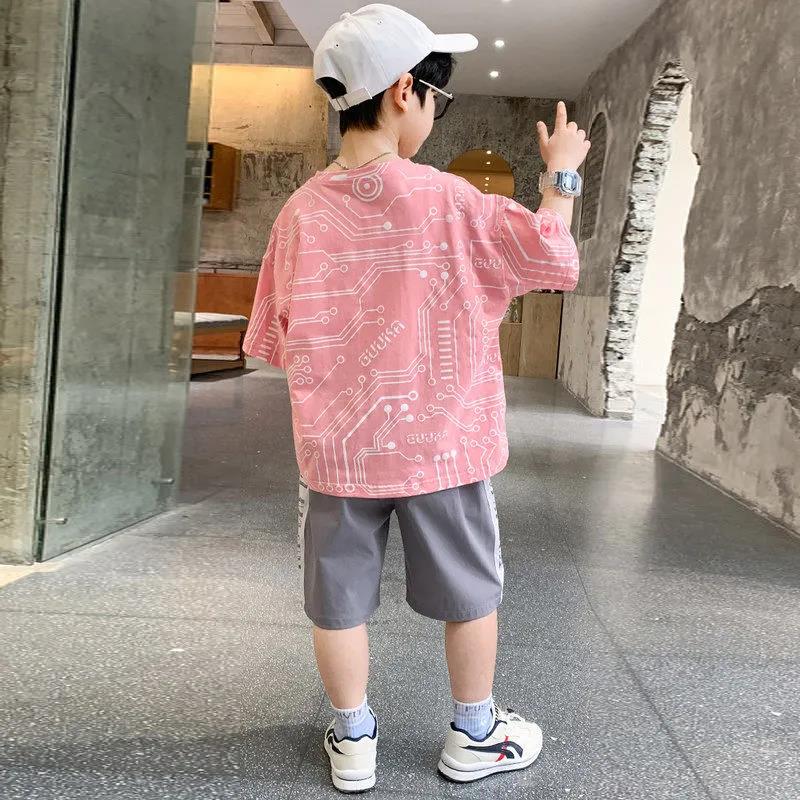 2 Pcs Children Summer Clothes Set Boys T Shirt + Pants Casual Sports Suits 6 8 10 12 13 14 Years Kids Clothing Casual Tracksuit