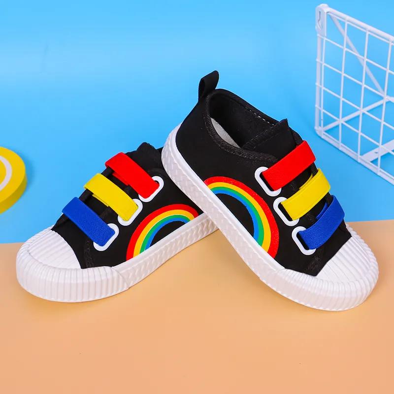 Children's Canvas Shoes In Spring and Summer Soft Sole Flat Casual Shoes Anti-slip Cartoon Rainbow Outdoor Shoes