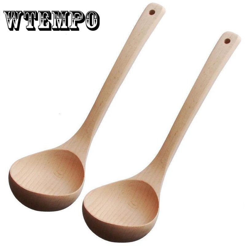 Brand 1Pc Eco-Friendly Wooden Soup Spoon Long Handle Natural Soup Spoons