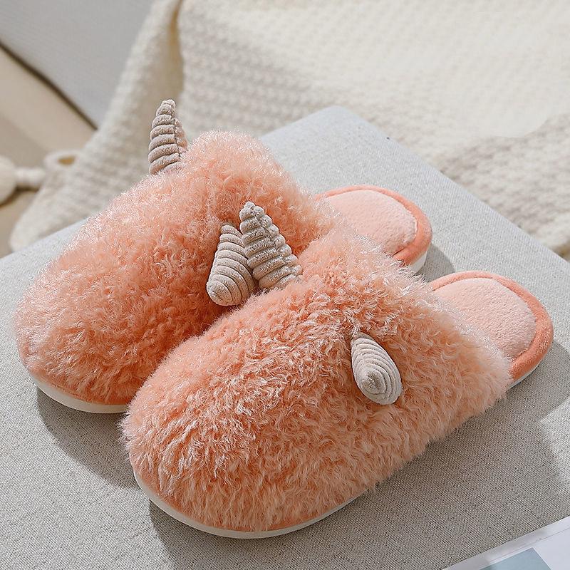 Autumn and Winter Pure Cotton Slippers Claw Design Shoes Indoor Non-slip Soft-soled Shoes Warm Simple Plush Cotton Shoes