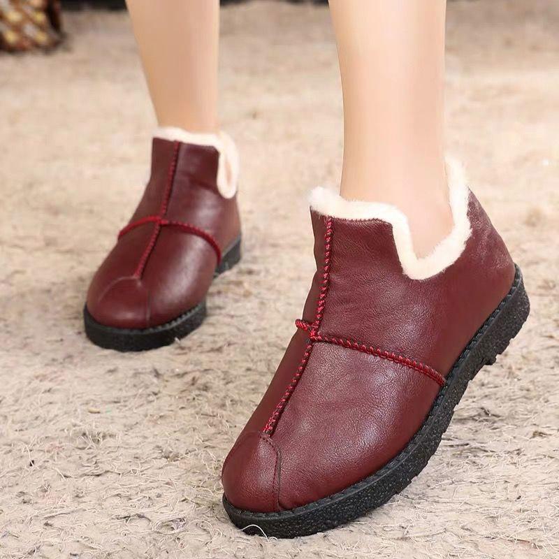 Winter Waterproof Leather Women's Cotton Shoes Women's Shoes Plus Velvet Warm Cotton Shoes Casual Non-slip Shoes