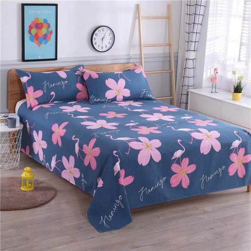 Home Textiles Bedding Three-piece Cotton Fabric Good Breathability Washable Two Pillowcases and One Bed Sheet Beautiful Patterns