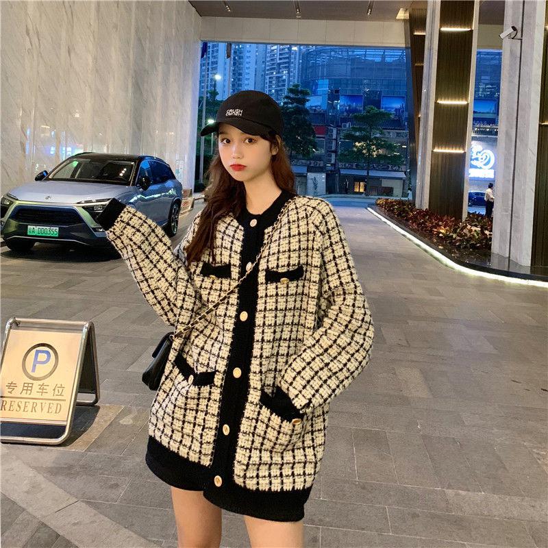 Sweater Cardigan Plus Size Women's College Style Loose Long-sleeved Korean Fashion Mid-length Coat