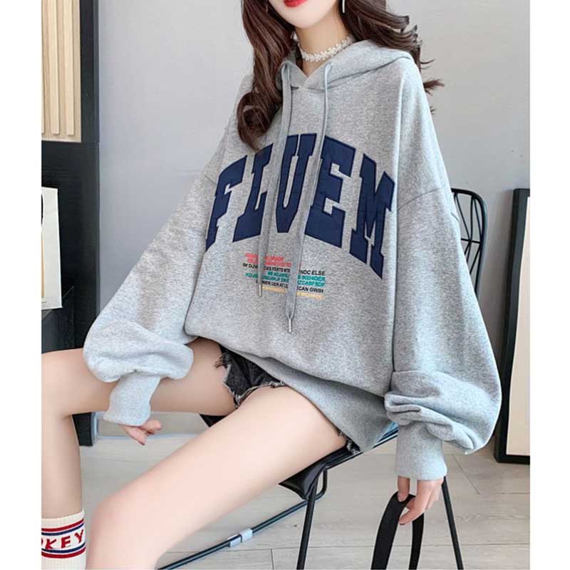 Sweatshirts Women's Embroidered Letters Spring and Autumn Thin Loose Large Size Top