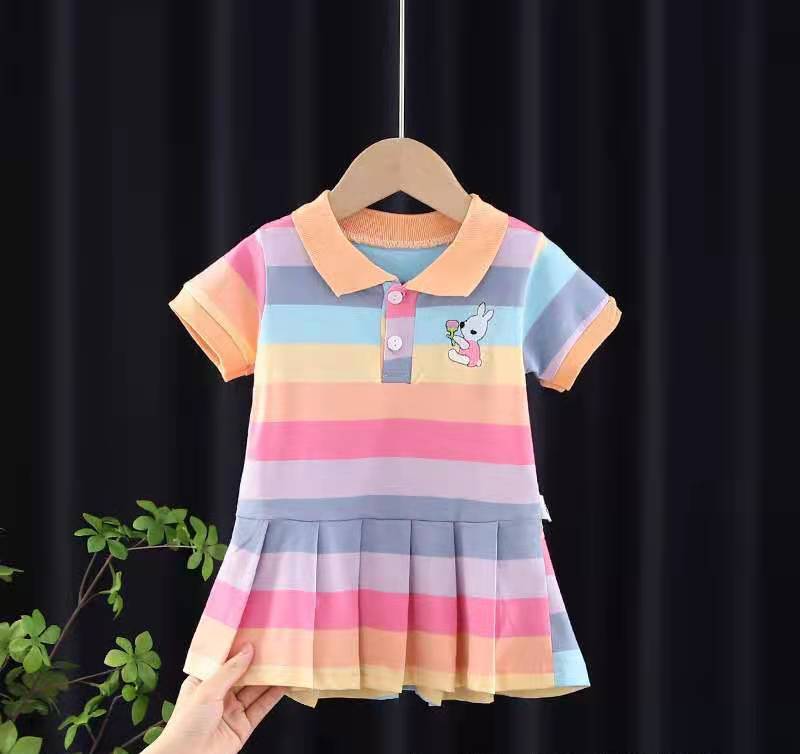 Summer Baby Girls Casual Clothes Dress Cherry Print Short Sleeve Dress Kids Toddler Pageant Dresses