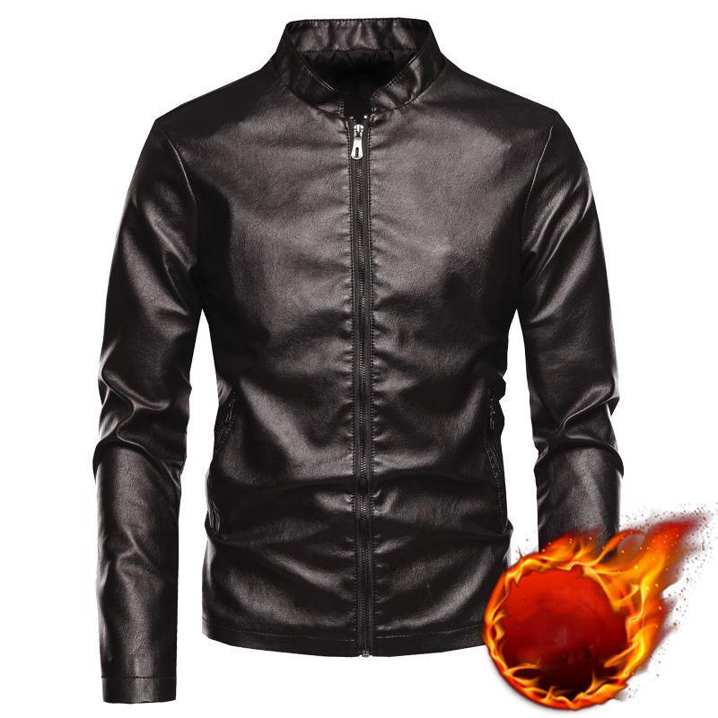 Men's Leather Jackets Plus Velvet Autumn and Winter Leather Jackets Korean Style Slim Jackets Young and Middle-aged Men's Motorcycles