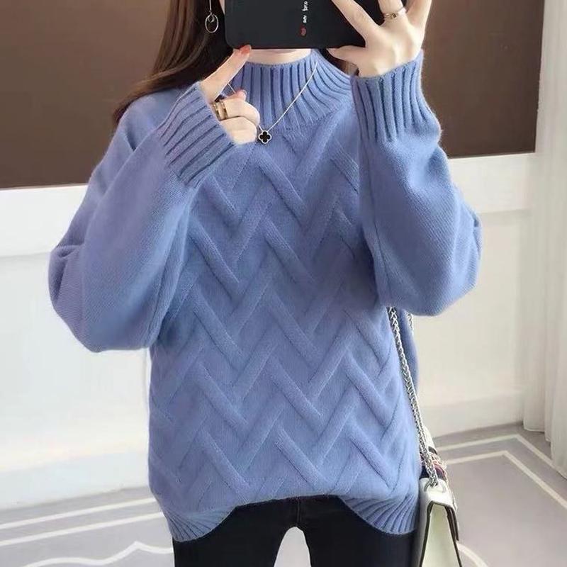 Cold-proof Solid Color Turtleneck Sweater Female Autumn Large Size Warm Sweater Thickening