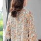 Floral Chiffon Shirt Women's Spring and Summer Western Style Polo Shirt All-match Blouse Three-quarter Sleeve Top