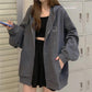 Autumn Hooded Cardigan Sweater Female Student Mid-length Top Coat Ins Korean Version Loose All-match Jacket Zipper Coat Long-sleeved Hooded Sweater