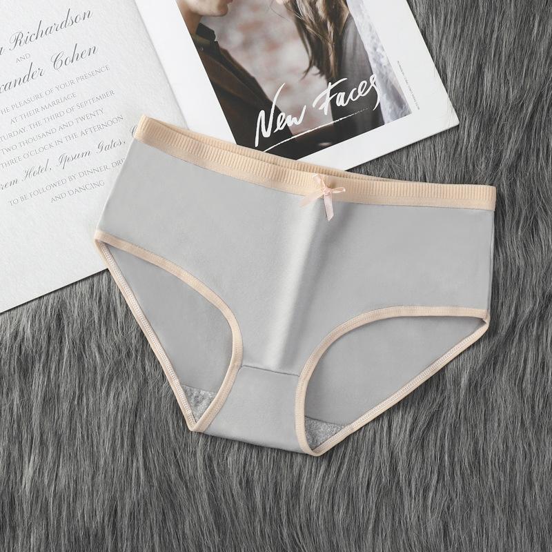 4Pcs/Set Women's Seamless Cotton Panties Solid Color Large Size Mid Waist Causal Soft Briefs