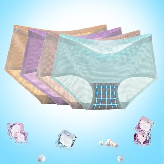 4Pcs/Set Women's Breathable Solid Color Panties Cotton Crotch Mid Waist Underpants Large Size Casual Seamless Briefs