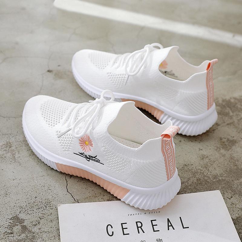 Summer Women's Mesh Breathable Casual Shoes Small Daisy Embroidered Sneakers Running Net Shoes