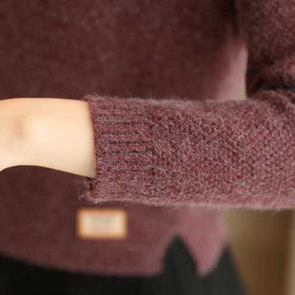 Autumn and Winter Knitted Sweater Short Round Neck Loose Top Simple Long-sleeved Women's Bottoming Shirt