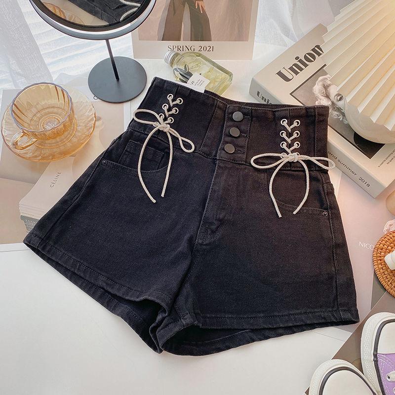 Large Size Jeans Women's Korean Version Three-button High-waist Straps Design Personality Wide-leg Pants