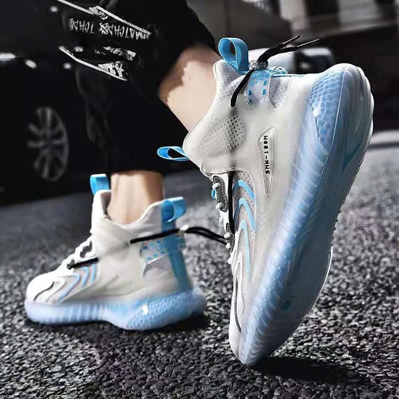 Men's Shoes Spring Running Sports Shoes Men's Casual Basketball Shoes High-Top Sneakers Fitness Coconut Shoes Flying Knitting Shoes Mesh Shoes