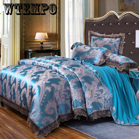 Luxury Jacquard Bedding set Queen King size Wedding Duvet cover Bed sheet Bed spread set