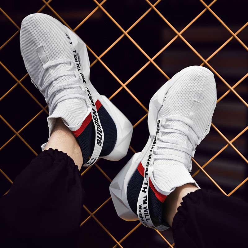 Plus Size36-46 Men High-top Sneakers Running Basketball Sock Shoes Breathable Lightweight Non-slip Sock Shoes Wear-resistant Deodorant Sports Shoes