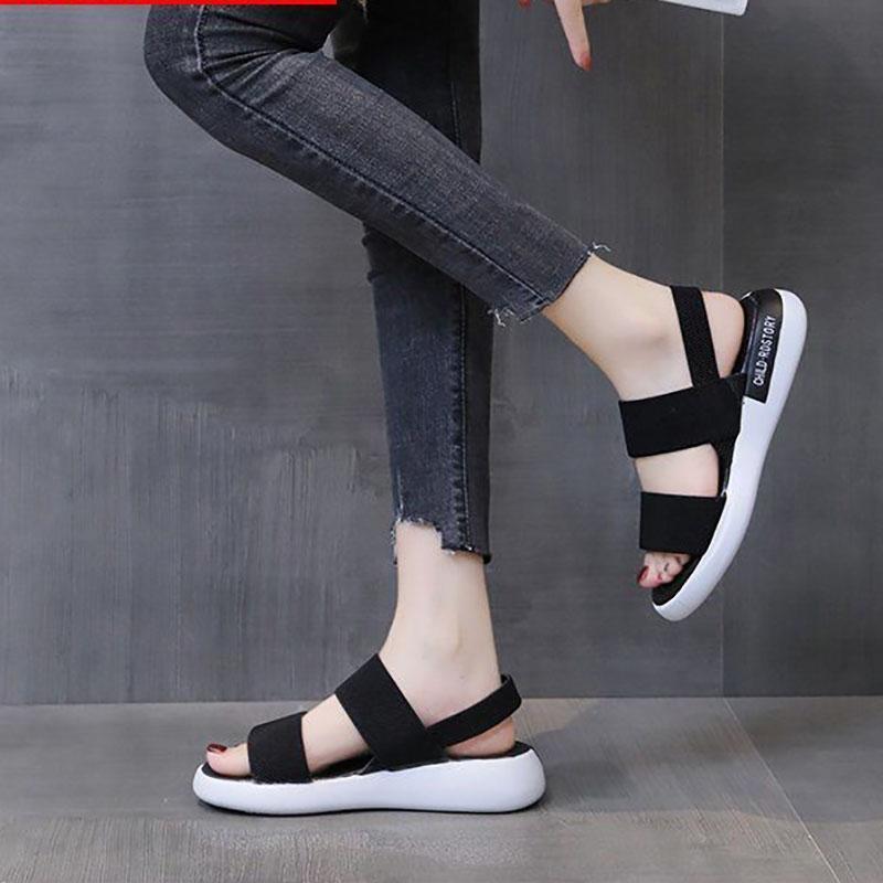 Women's Sports Sandals Summer Students Flat-bottomed Non-slip Outer Wear Fairy Style All-match Roman Shoes