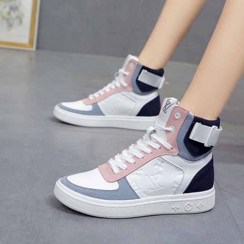 Plus Size 35-40 Summer Women Leather High-top Sneakers Students Breathable Running Basketball Shoes Shockproof Non-slip Skate Shoes