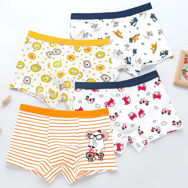 Boys Underwear Children Panties Boys Cotton Boxer Shorts Children's Panties Kids Underwear for 2-16 Years 4 Pcs