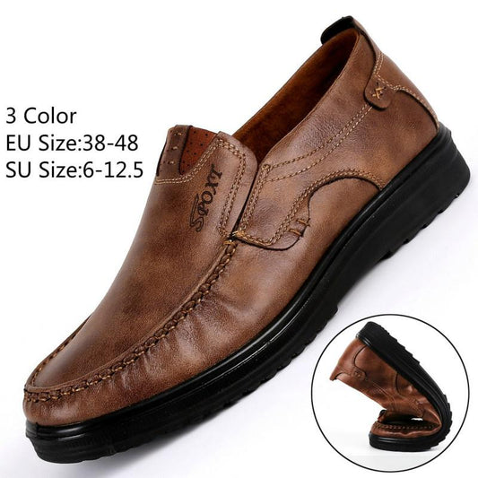 Men's Casual Leather Shoes Breathable Comfortable Men's Loafers Business Oxford Leather Flats Shoes