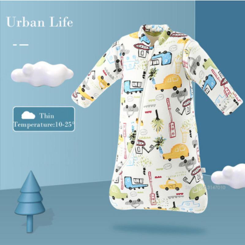 Baby Organic Sleeping Bag Detachable Long Sleeve Wearable Blanket Envelope Winter Warm Girls Boys Clothes Bedding Quilt