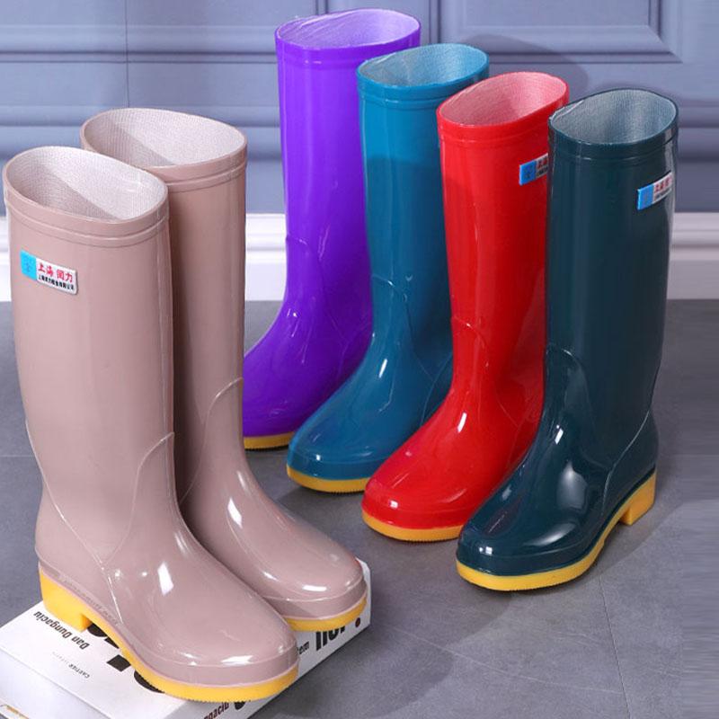 Tendon Bottom High Tube Rain Boots Women Winter Non-slip Rain Boots Rubber Shoes Mid Tube Waterproof Rain Boots