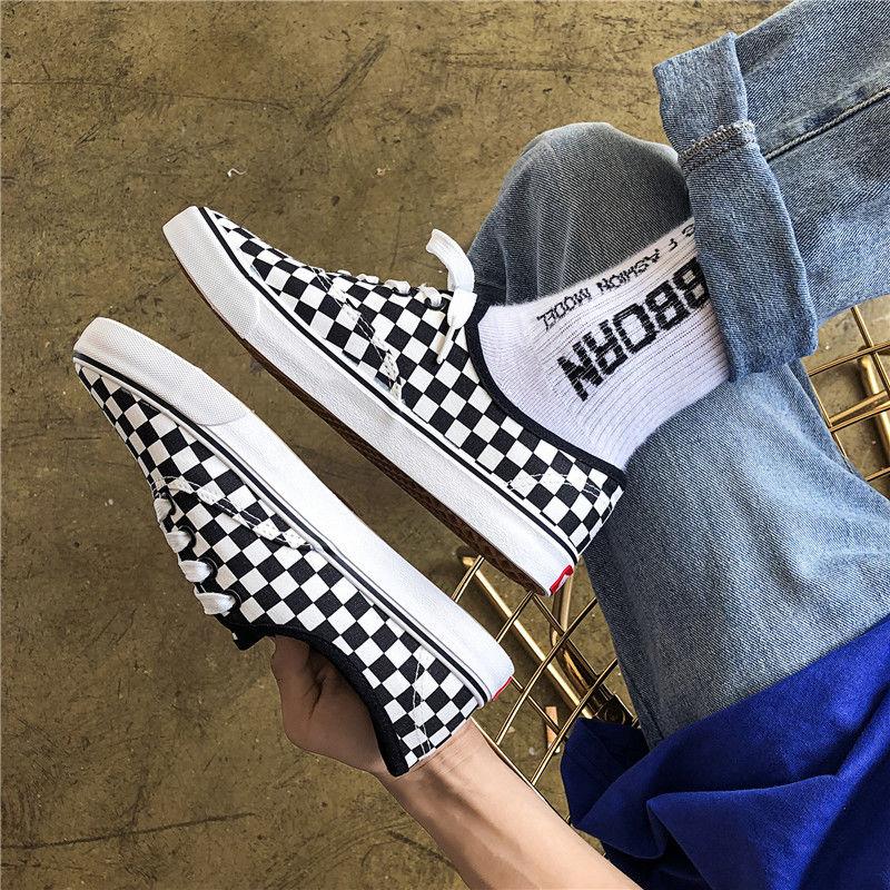 Plaid Canvas Shoes Low-top Sneakers Versatile Cloth Shoes Casual Couple Shoes Flat-bottomed Low-top Sneakers Casual Shoes