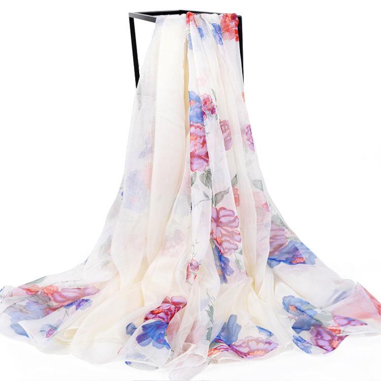 Scarves Fashion Womens Ladies Long Chiffon Stoles Scrawl Flower Printed Soft Scarf