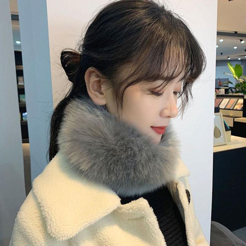 Winter Plush Bib Korean Fashion Imitation Rabbit Fur Plush Scarf Wild Neck Collar for Women