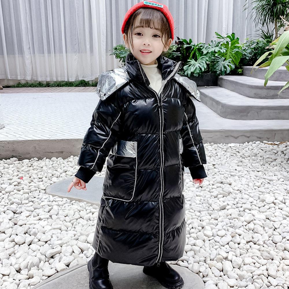 Girls Down Jacket Long Over-knee Fashion Mid-length Winter Bright Face Wash-free Thick Coat