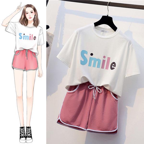 Fashion Women Sporting Casual Two Piece Set Short Sleeve Tee Top Shorts Suit Tracksuit Outfit