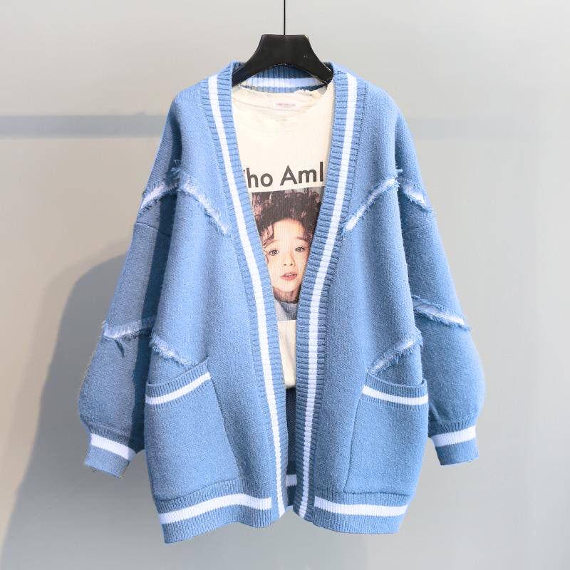 Korean Version of Autumn and Winter Clothes Loose Thick Knitted Sweater Mid-length Cardigan Young Women Ladies Jacket