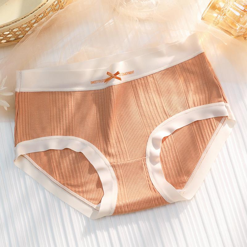 5Pcs/Set Women's Spring Summer Thin Lace Seamless Underpants Ladies Solid Color Sweet Little Fresh Mid-waist Bow Briefs