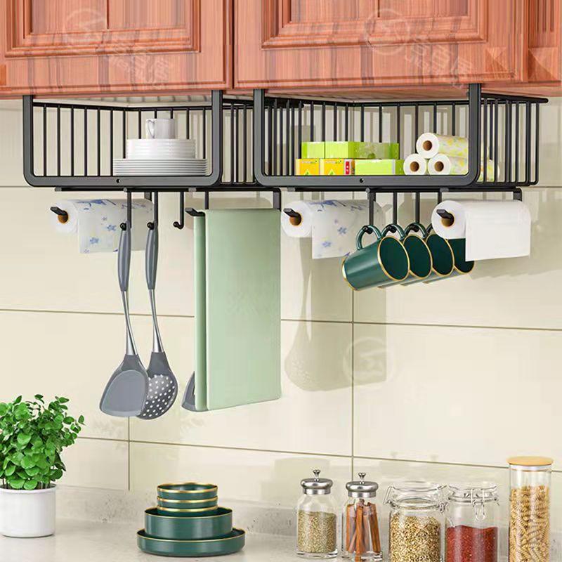 Kitchen Shelves Cabinets Hangers Wardrobes Layered Storage Rack Hooks Hanging Baskets Cabinets Tables Storage Tools Closet Upside Down Shelf