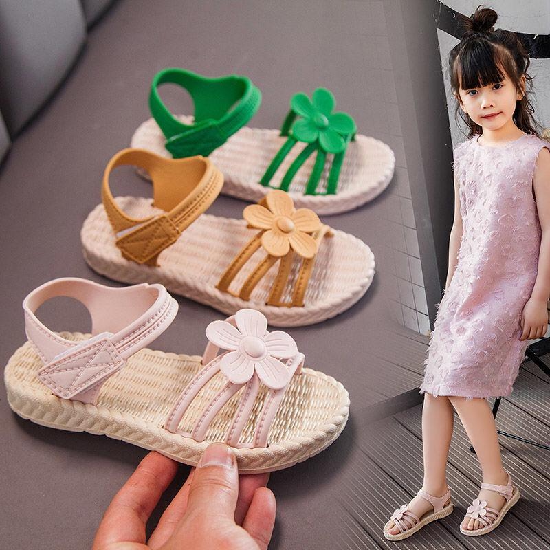 Girls Sandals Gladiator Flowers Sweet Soft Children's Beach Shoes Kids Summer Floral Sandals Princess Fashion Cute High Quality