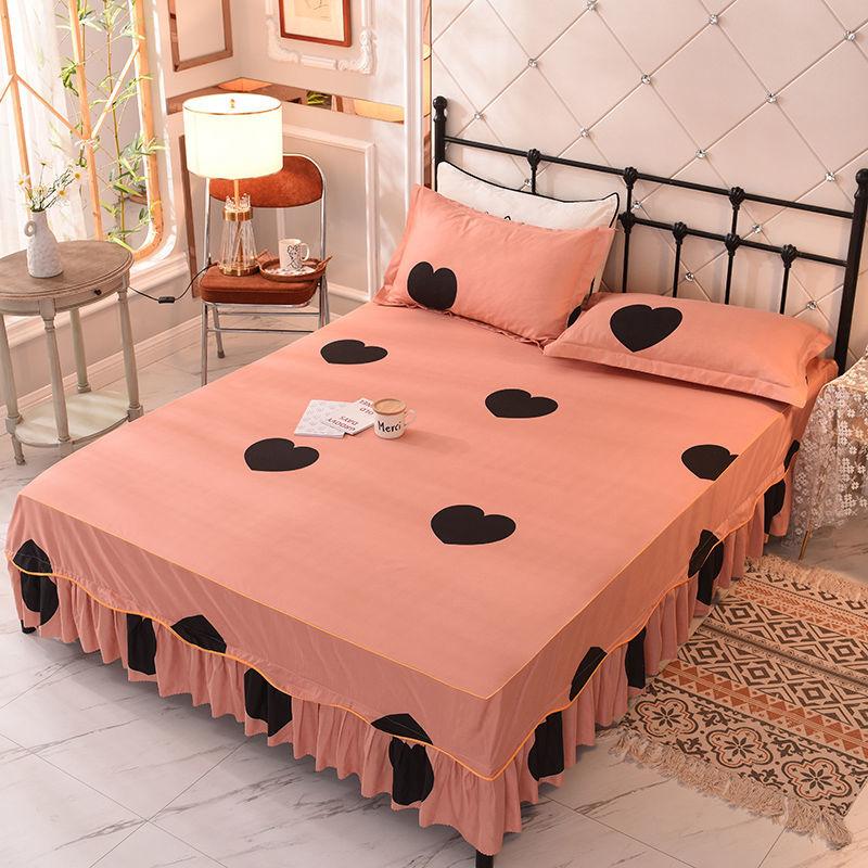 Household Skin-friendly Solid Color Bedspread Bed Cover Bedroom Sanding Bed Skirt Bedding Bedroom Student Dormitory Sheets