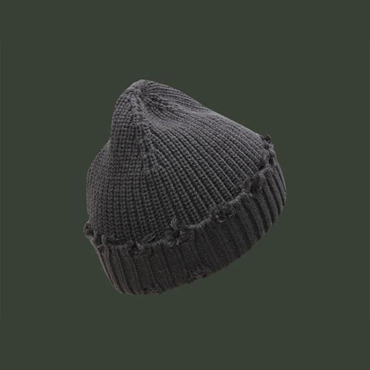 Hip Hop Hole Knit Skullies Beanie Autumn Winter Thicken Warm Men's Knitted Beanie Hats Solid Fashion Streetwear Harajuku Women Ripped Skullies Caps